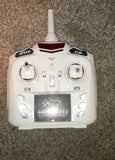 Replacement RC quadcopter remote controller, white with LCD screen and dual joysticks