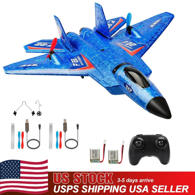 US F22 Remote Control Plane 2.4GH EPP Foam RC Plane Glider Airplane Blue Fighter