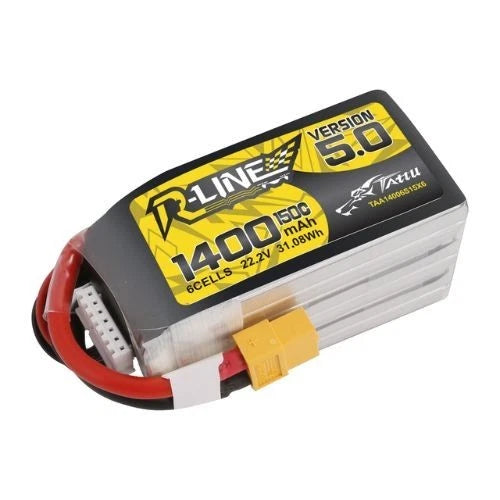 Tattu R-Line Version 5.0 1400mAh 6S 150C 22.2V Lipo Battery Pack with XT60 Plug Battery
