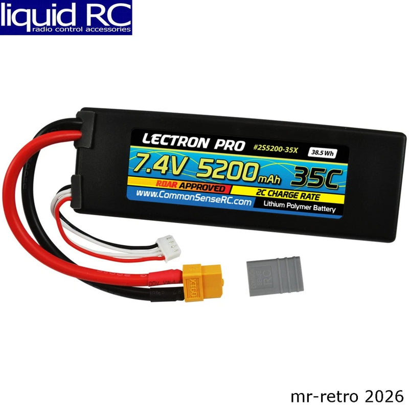 Common Sense RC 2S5200-35X Lectron Pro 7.4v 5200mah 35c LiPo Battery Xt60/Tra Battery