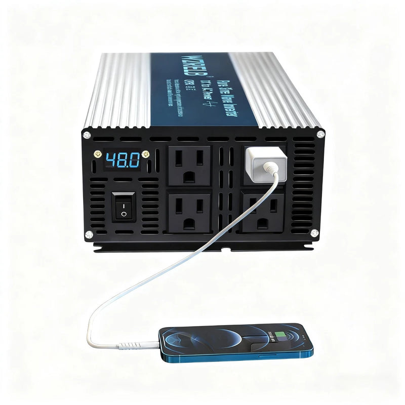 WZRELB 2000W Pure Sine Wave Inverter DC 48V to AC 110V 120V Power Converter camp