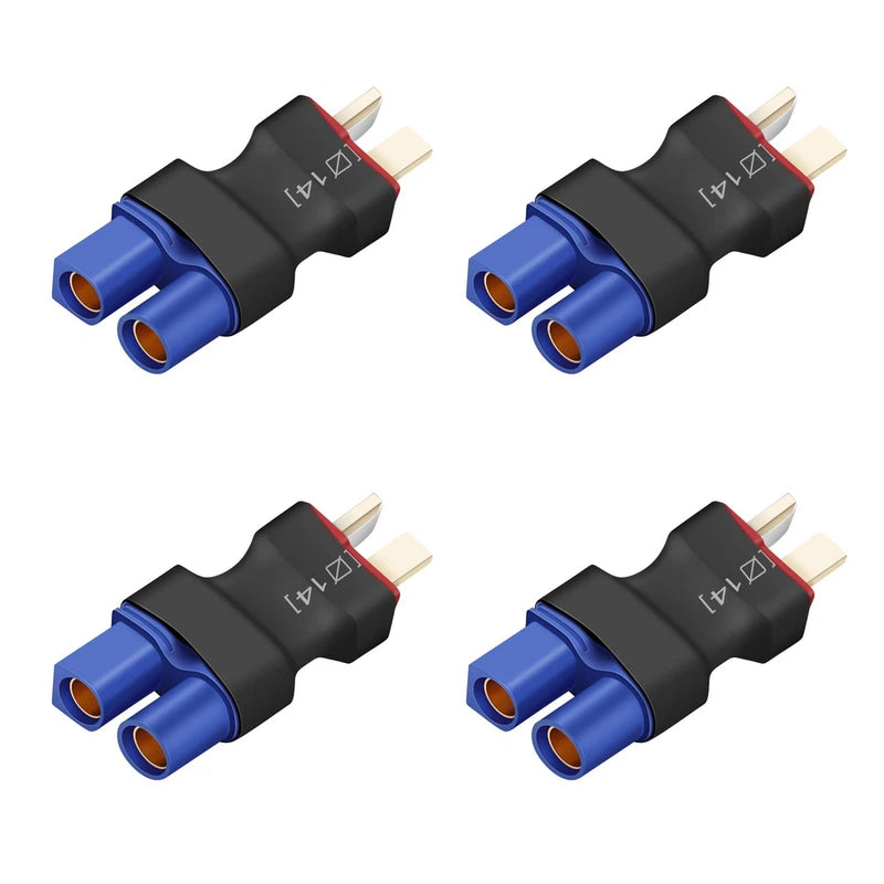 4 Pcs T Male Plug to EC3 Female Connector Adapter for RC Lipo Battery Battery
