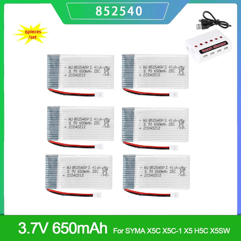 3.7V 650mah LiPo Battery With Charger For Syma X5c H5c RC Quadcopter Spare Drone