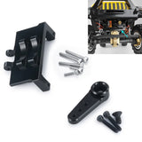 Black servo mount bracket with arm and mounting screws for RC vehicles