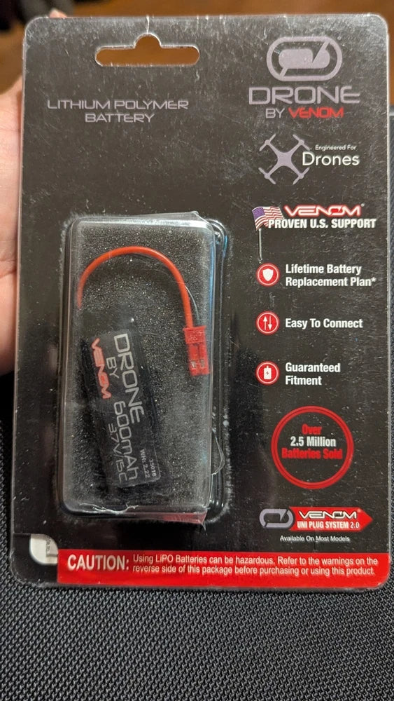 Drone Venom 3.7V 600mAh 35018 15C Racing LiPo Battery w/ JST-MCX (Lot Of 3) Battery