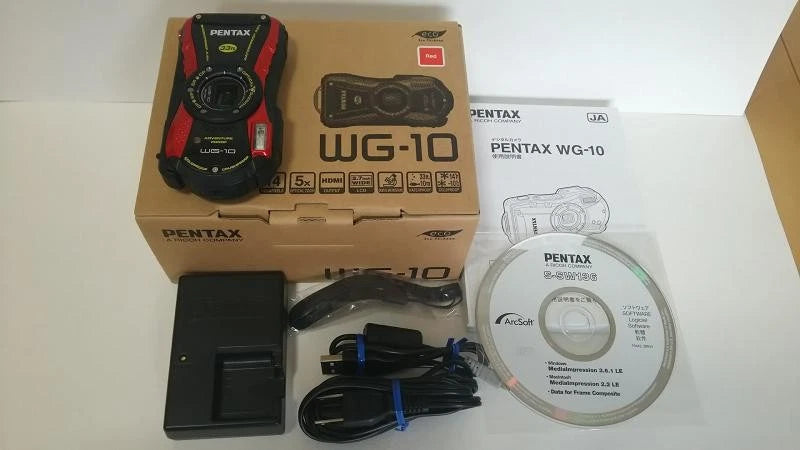 Pentax WG-10 Red Waterproof Digital Camera 1cm Macro From Japan