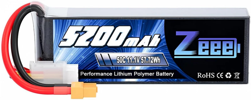 Zeee 3S Lipo Battery 5200mAh 50C 11.1V RC Batteries with XT60 Connector Soft ...