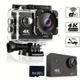 Action Camera 4K 16MP Underwater Waterproof Wifi Camcorder 32GB SD & Accessories