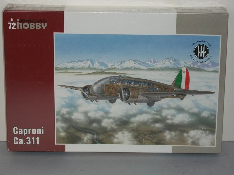 Factory-sealed 1/72 model kit box featuring the Caproni Ca.311 airplane artwork