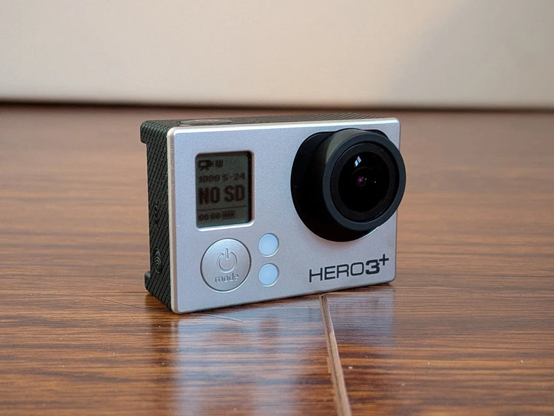 GoPro HERO3+ action camera with large lens and front control buttons