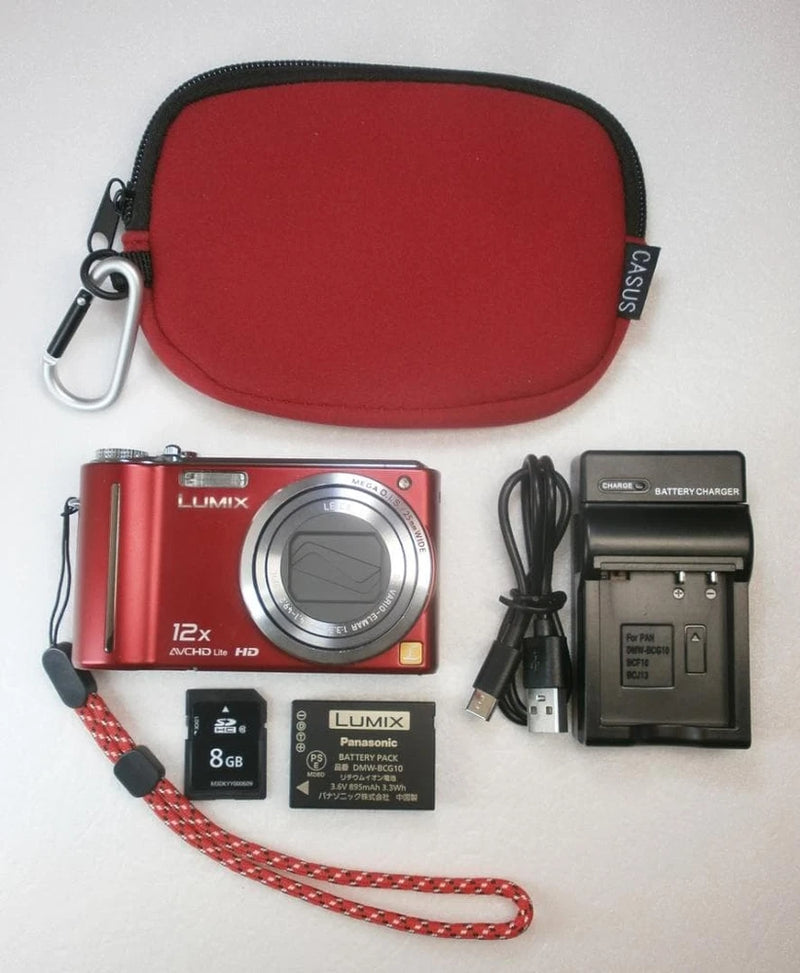Panasonic LUMIX DMC-TZ7 Compact Digital Camera 12x Zoom Tested Red