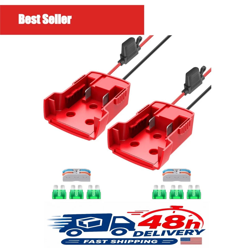 M18 Battery Adapter 2 Pack Power Wheel Converter 12AWG Wire 30A Fuse for RC Converter
