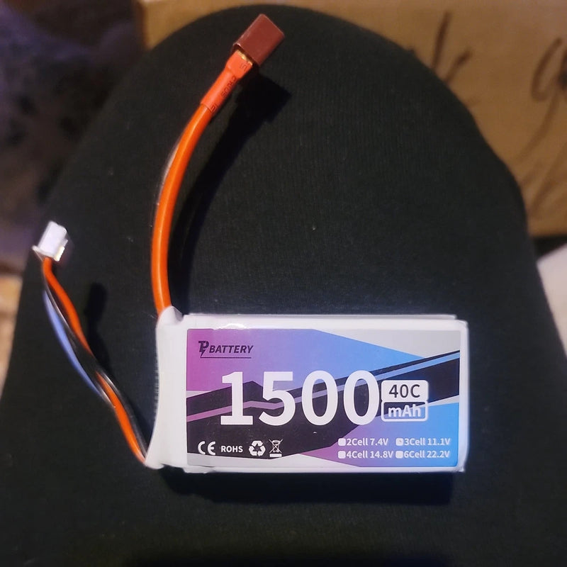7.4V 1500mAh 40C Lipo 11.1Wh Rechargeable Battery T Plug and USB Charg...