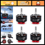 Set of four S2807 brushless motors with silver shafts and red bases