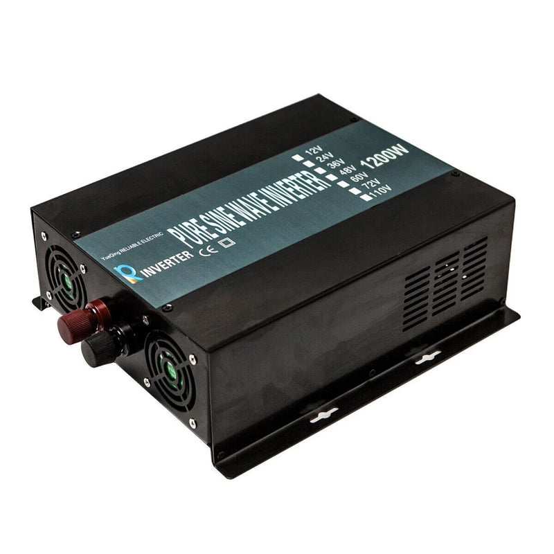 1200W Car Power Inverter 12VDC to 120/220VAC Pure Sine Wave Inverter Home Solar