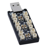 6-channel LiPo battery charger with USB plug and six JST charging ports, black housing