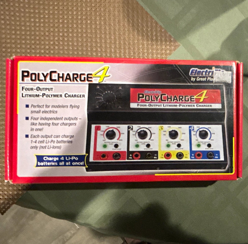 Great Planes ElectriFly PolyCharge 4 Four Output LiPo Charger GPMM3015 Battery