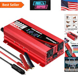 1000W Car Power Inverter with LCD Display - 2 AC Outlets & Fast USB Charging