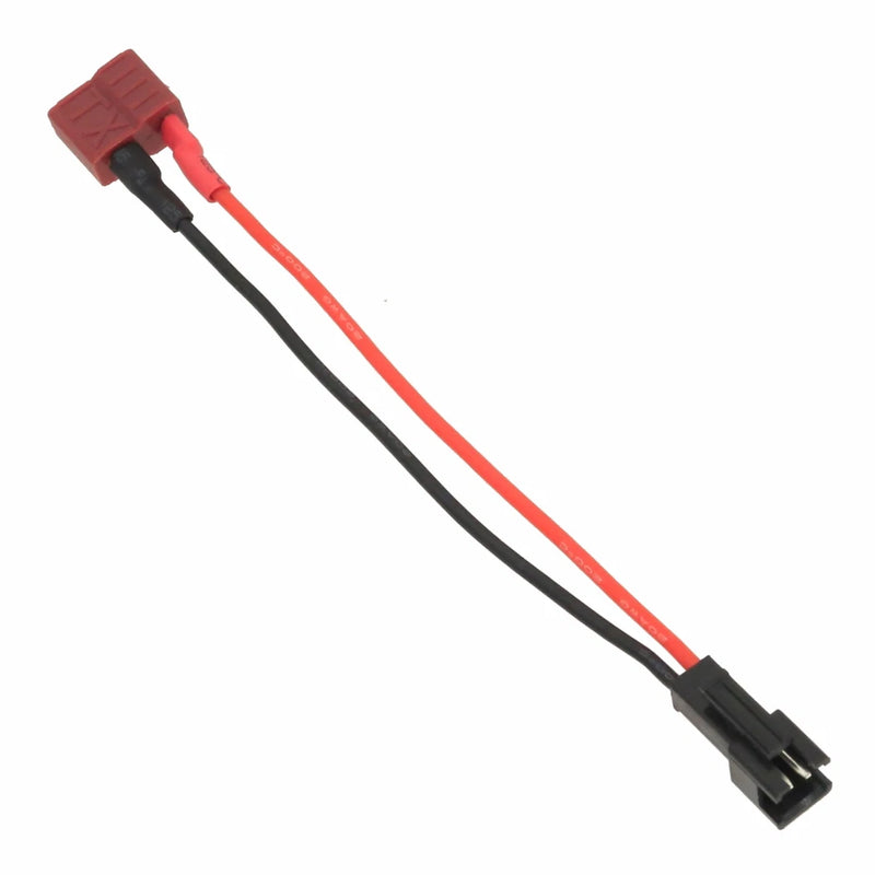 Deans T-plug to SM 2P male adapter wire, red/black 2-wire lead, 10cm