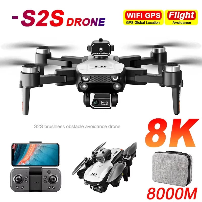 8K mini quadcopter drone with front camera and obstacle avoidance sensors