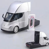 1:24 Tesla Semi Truck Diecast Alloy Model - Sound, Light & Pull Back, Kids' Toy