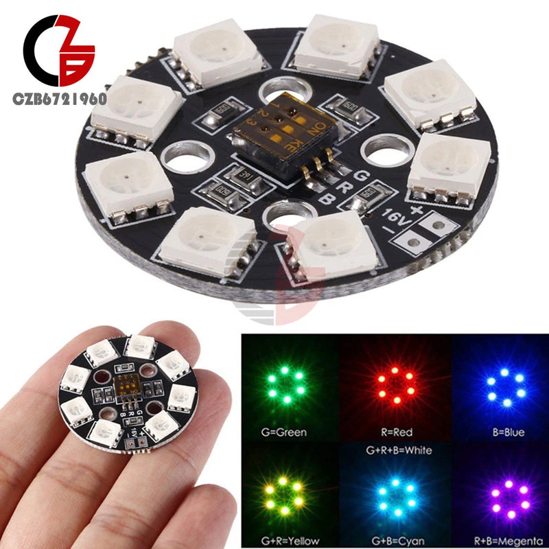 7 Colors X8/16V RGB LED Light Round Board For FPV Multicopter Drone Race