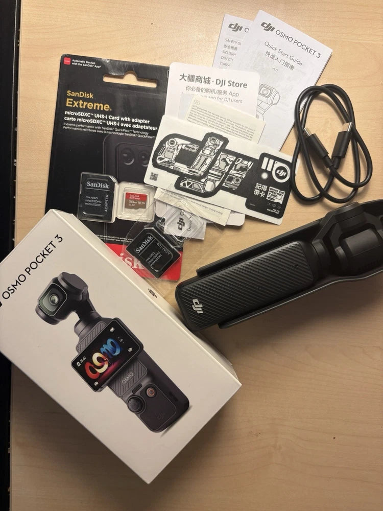 DJI Osmo Pocket 3 Action Camera Gimbal Stabilizer 1080p + microSD Card
