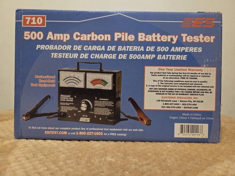 500 Amp Carbon Pile Battery Tester MDL-710 Electronic Specialties , New In Box Battery