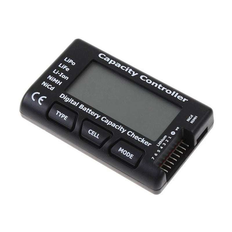 RC CellMeter 7 digital battery capacity checker with LCD and cell type buttons