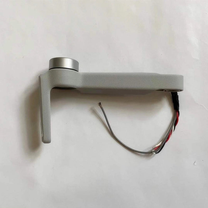 Drone front arm motor assembly with gray housing and attached red/black wire leads
