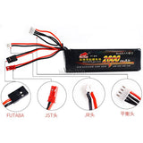 11.1V LiPo RC transmitter battery pack with multi-plug connectors and balance leads
