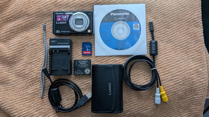 Panasonic LUMIX FH20-14 MP-Digital Camera-SD Card-Charger-USB Wire, Case & disc