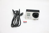 GoPro Hero3 action camera with power cable and included microSD card