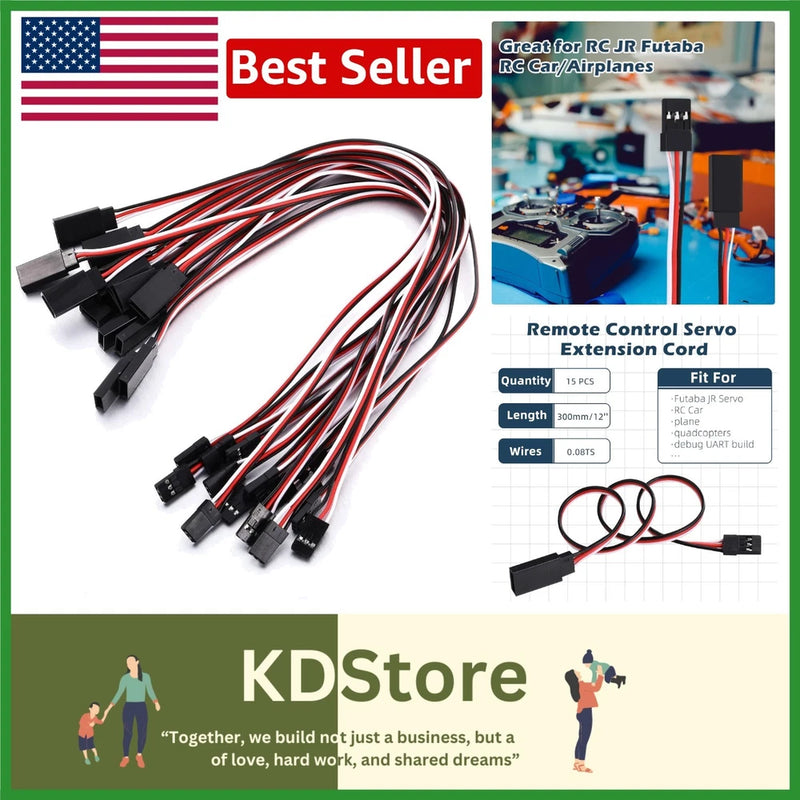 15 Pcs 11.8in Servo Extension Cables for RC Car Airplane Helicopter Receiver ...