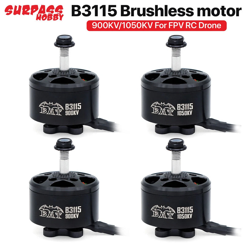 B3115 brushless motor with silver shaft and black housing, 900KV/1050KV