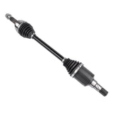 Front left CV axle shaft with black rubber boots and metal ends