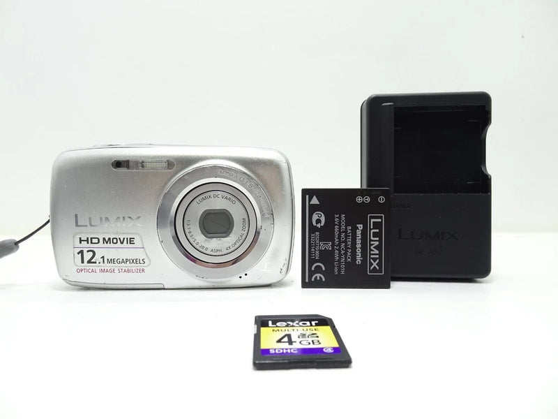 Panasonic LUMIX DMC-S1 12.1MP Compact Digital Camera - Silver with Accessories.