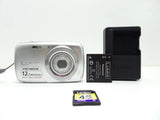 Panasonic LUMIX DMC-S1 12.1MP Compact Digital Camera - Silver with Accessories.