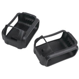 Silicone rechargeable battery protection cases, black, pair of open holders with handle