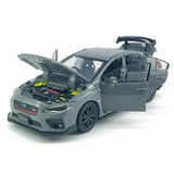 1/32 Subaru WRX STI Diecast Model Car Alloy Toy Vehicle with Light for Kids Gray