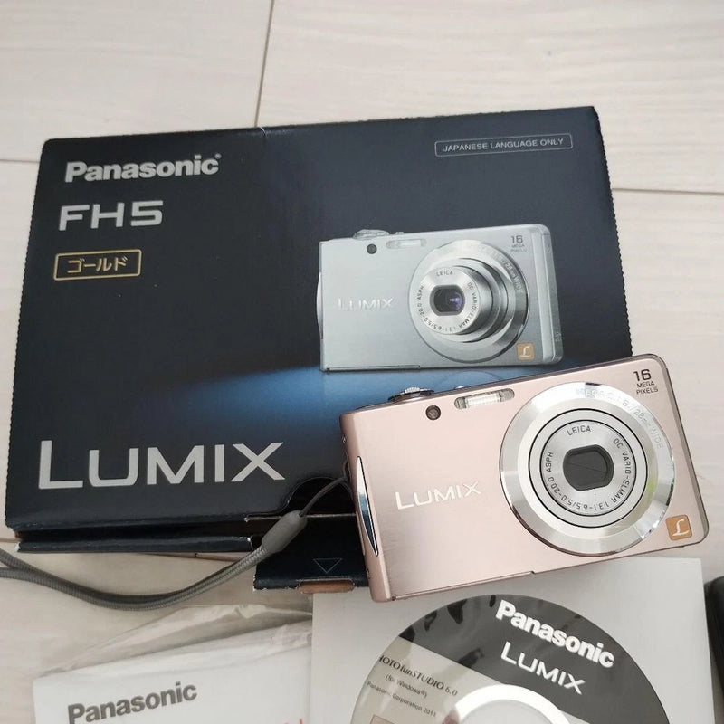 Panasonic Lumix FH5 Gold 16MP Digital Camera with Charger and Accessories
