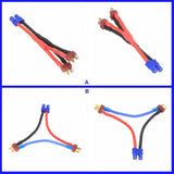 EC3 Deans T-plug parallel harness wire with red/black leads and dual blue connectors
