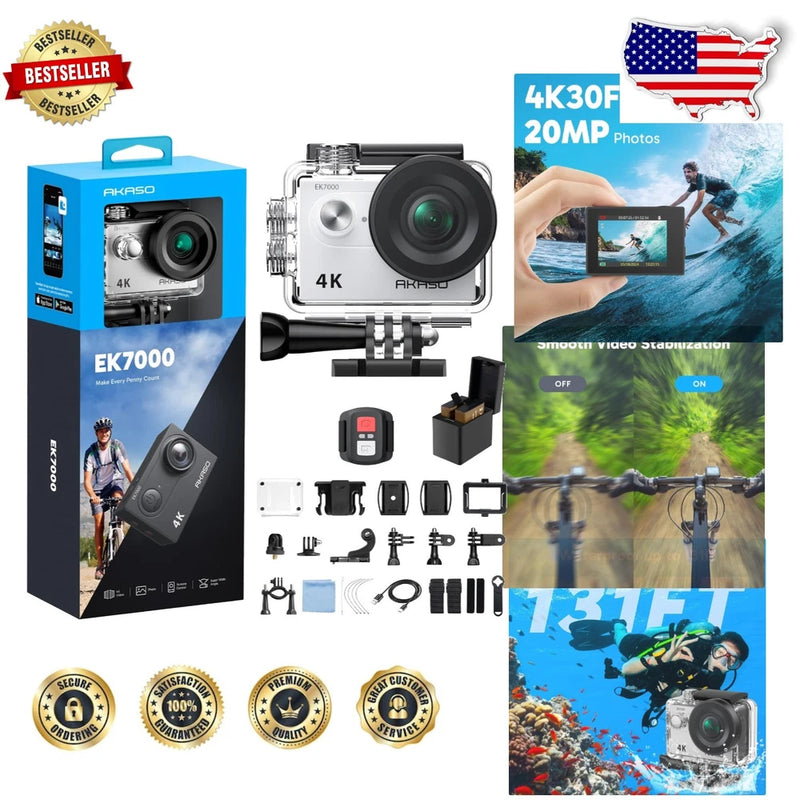Ultra HD 4K Action Camera: 20MP EIS, 131ft Waterproof, WiFi Remote Control