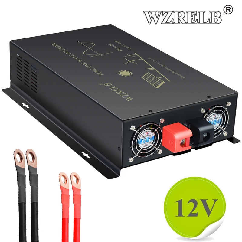 Pure Sine Wave Inverter 12V to 110V Power Converter 3000W DC AC Motor Truck Car