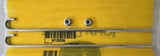 Metal battery hold-down rods with yellow clamp ends and two threaded fasteners