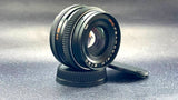 Helios-81H 50mm f/2 lens for Nikon F mount, blue metal body with knurled focus ring