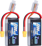 2S LiPo RC battery pack, red/black leads, XT60 connectors, 2200mAh 7.4V