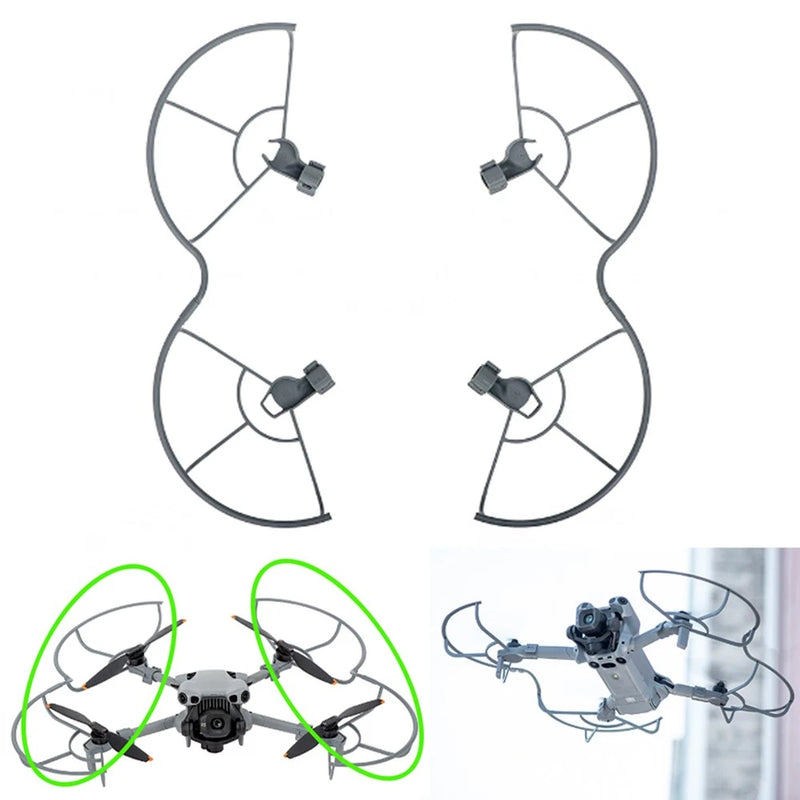 Propeller bumper ring set with four curved guards, clips, and propeller hubs