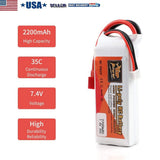 7.4V 2200mAh 2S 35C LiPo Battery Deans T Plug For RC Car Helicopter Airplane Toy Battery