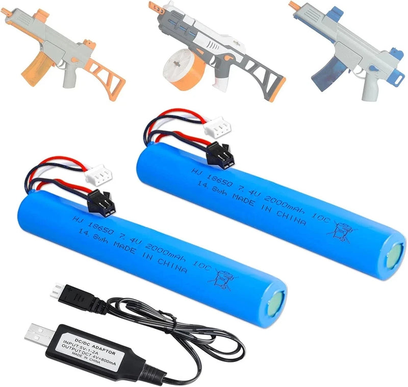2 Pack 7.4V 2000mAh Battery Splatter Ball Gun Accessories for... Battery